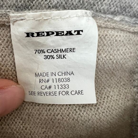 REPEAT Silver Edition Heather Gray S Sweater Cashmere Round Long Sleeve Pullover - Picture 8 of 9